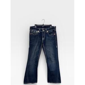 True Religion Joey Super T Jeans Made in USA Dark Wash Thick Stitch Denim Men’s